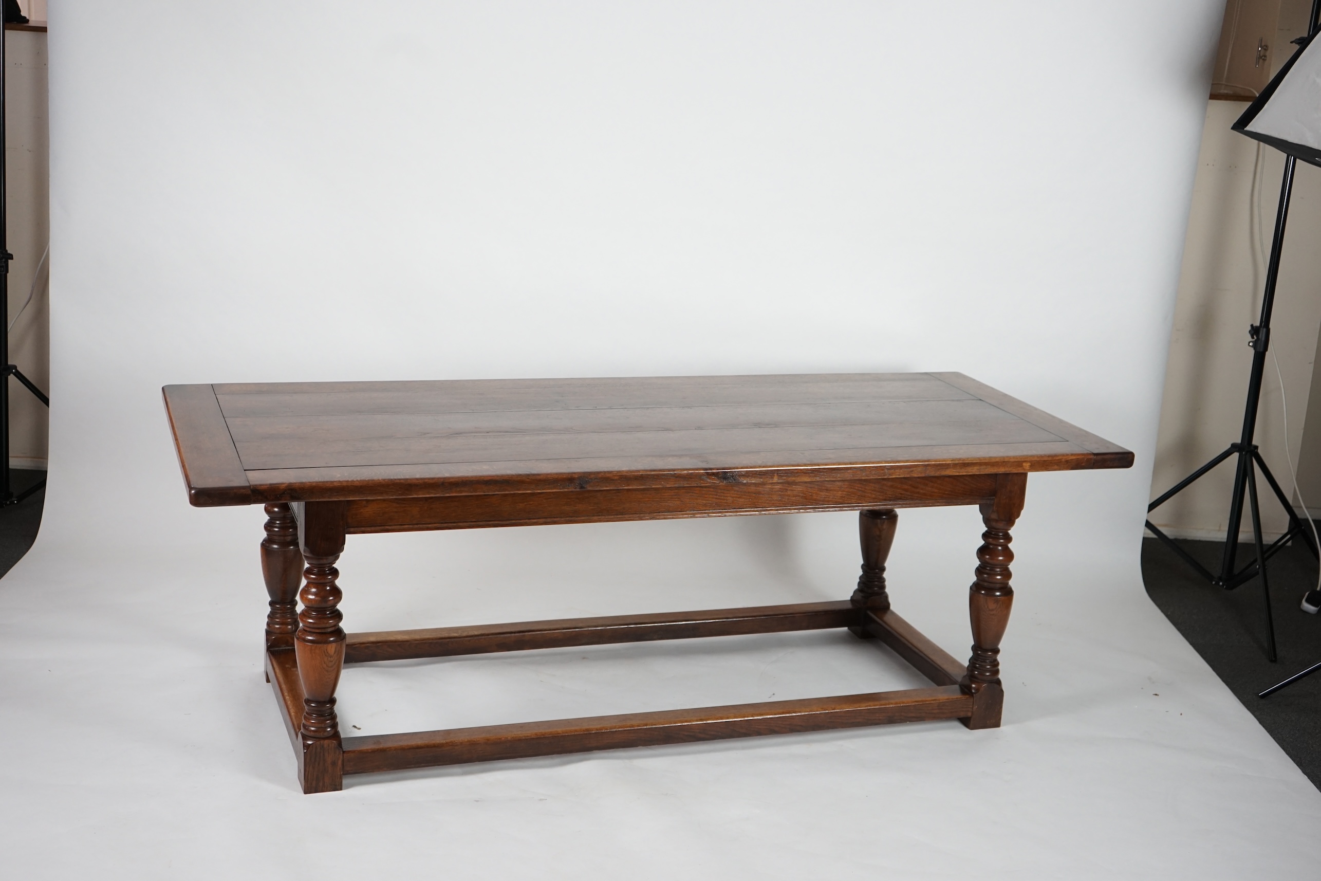 A 17th century style oak refectory table